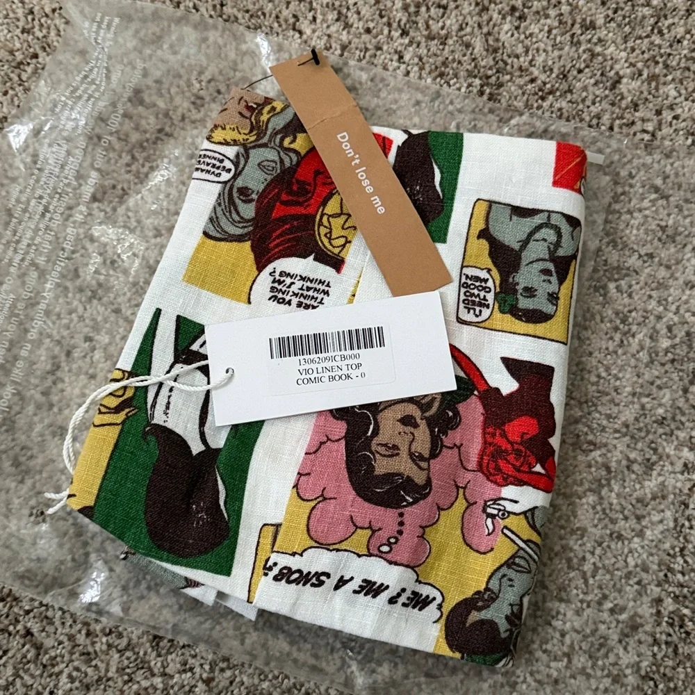 NWT Reformation Vio Linen Top Comic Book - Picture 5 of 8